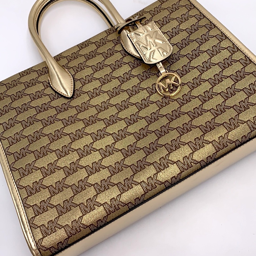 Michael Kors Medium Mirella EW Tote Bag Crossbody Shoulder Handbag PALE GOLD - Picture 7 of 16